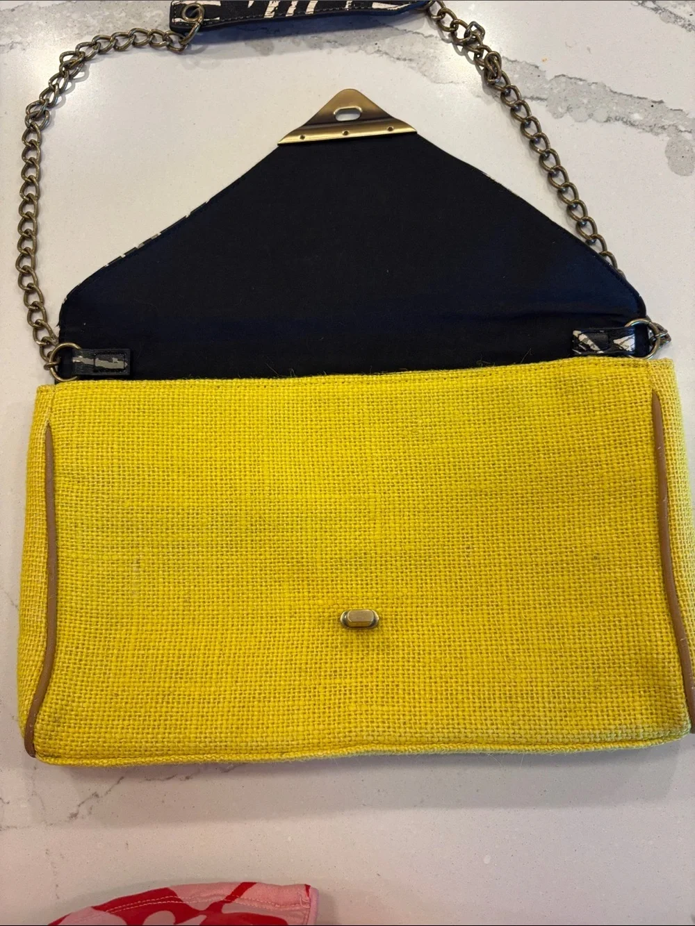 Mossimo Supply Co. Yellow Woven Clutch with Black & White Patterned Flap